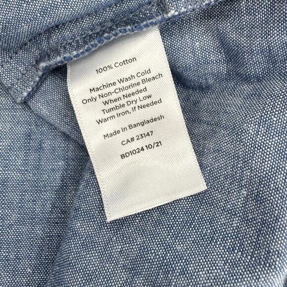 Talbots Chambray Skirt Womens 4 (30x21) Blue Coastal Belted Newport Button Up - Picture 7 of 8